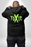 Sokak Sitili Atık Toxic  Erkek Kadın Siyah Ön Sırt Baskılı Kapüşonlu Sweatshirt Hoodie