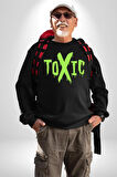 Sokak Sitili Atık Toxic  Erkek Kadın Unisex Dijital Baskılı Siyah Sweatshirt