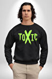 Sokak Sitili Atık Toxic  Erkek Kadın Unisex Dijital Baskılı Siyah Sweatshirt