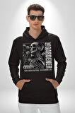 İskelet Aşkı Kuş Kırk Kalp Ve Kuru Çiçekler Erkek Kadın Siyah Dijital Baskılı Kapüşonlu Sweatshirt Hoodie