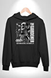 İskelet Aşkı Kuş Kırk Kalp Ve Kuru Çiçekler Erkek Kadın Siyah Dijital Baskılı Kapüşonlu Sweatshirt Hoodie
