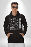 İskelet Aşkı Kuş Kırk Kalp Ve Kuru Çiçekler Erkek Kadın Siyah Dijital Baskılı Kapüşonlu Sweatshirt Hoodie
