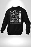 İskelet Aşkı Kuş Kırk Kalp Ve Kuru Çiçekler Erkek Kadın Unisex Dijital Baskılı Siyah Sweatshirt