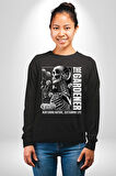 İskelet Aşkı Kuş Kırk Kalp Ve Kuru Çiçekler Erkek Kadın Unisex Dijital Baskılı Siyah Sweatshirt