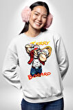 Terry Bogard Dövüşöü  Erkek Kadın Unisex Dijital Baskılı Beyaz Sweatshirt