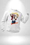 Terry Bogard Dövüşöü  Erkek Kadın Unisex Dijital Baskılı Beyaz Sweatshirt