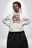 Sokak Style Hadi Kavgaya Gidelim Erkek Kadın Beyaz Dijital Baskılı Kapüşonlu Sweatshirt Hoodie