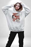 Sokak Style Hadi Kavgaya Gidelim Erkek Kadın Beyaz Dijital Baskılı Kapüşonlu Sweatshirt Hoodie