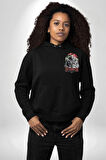 Sınırları Zorlayın  Erkek Kadın Siyah Ön Sırt Baskılı Kapüşonlu Sweatshirt Hoodie