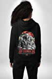 Sınırları Zorlayın  Erkek Kadın Siyah Ön Sırt Baskılı Kapüşonlu Sweatshirt Hoodie