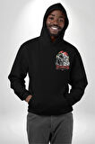 Sınırları Zorlayın  Erkek Kadın Siyah Ön Sırt Baskılı Kapüşonlu Sweatshirt Hoodie