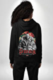 Sınırları Zorlayın  Erkek Kadın Siyah Ön Sırt Baskılı Kapüşonlu Sweatshirt Hoodie