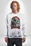 Sınırları Zorlayın  Erkek Kadın Unisex Dijital Baskılı Beyaz Sweatshirt