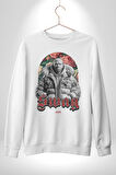 Sınırları Zorlayın  Erkek Kadın Unisex Dijital Baskılı Beyaz Sweatshirt