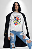 Teddy Sokak Giyimi Ayı Kötü Tavşan Erkek Kadın Unisex Dijital Baskılı Beyaz Sweatshirt