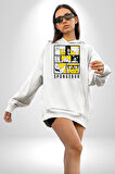 SpongeBob SquarePants Siyah Sarı Karakterler Erkek Kadın Beyaz Dijital Baskılı Kapüşonlu Sweatshirt Hoodie