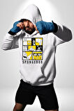 SpongeBob SquarePants Siyah Sarı Karakterler Erkek Kadın Beyaz Dijital Baskılı Kapüşonlu Sweatshirt Hoodie