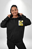 SpongeBob SquarePants Siyah Sarı Karakterler Erkek Kadın Siyah Ön Sırt Baskılı Kapüşonlu Sweatshirt Hoodie