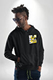 SpongeBob SquarePants Siyah Sarı Karakterler Erkek Kadın Siyah Ön Sırt Baskılı Kapüşonlu Sweatshirt Hoodie