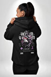 Venom Spider-Man Marvel Kahramanı Erkek Kadın Siyah Ön Sırt Baskılı Kapüşonlu Sweatshirt Hoodie