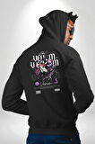 Venom Spider-Man Marvel Kahramanı Erkek Kadın Siyah Ön Sırt Baskılı Kapüşonlu Sweatshirt Hoodie