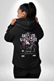 Venom Spider-Man Marvel Kahramanı Erkek Kadın Siyah Ön Sırt Baskılı Kapüşonlu Sweatshirt Hoodie