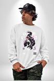 Venom Spider-Man Marvel Kahramanı Erkek Kadın Unisex Dijital Baskılı Beyaz Sweatshirt