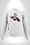 Bonanza Gülen Surat Gangster Erkek Kadın Unisex Dijital Baskılı Beyaz Sweatshirt