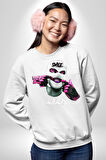 Bonanza Gülen Surat Gangster Erkek Kadın Unisex Dijital Baskılı Beyaz Sweatshirt