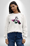 Bonanza Gülen Surat Gangster Erkek Kadın Unisex Dijital Baskılı Beyaz Sweatshirt