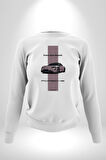 Porsche Araba Tasarımı Hız Tutkunlarına Özel Erkek Kadın Unisex Dijital Baskılı Beyaz Sweatshirt