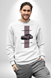 Porsche Araba Tasarımı Hız Tutkunlarına Özel Erkek Kadın Unisex Dijital Baskılı Beyaz Sweatshirt