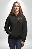 İskelet Kupa Sadece İyi Kahveye İhtiyacım Var Erkek Kadın Siyah Ön Sırt Baskılı Kapüşonlu Sweatshirt Hoodie