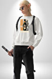 Sonsuza Kadar En İyi Arkadaşım Beer İskelet Erkek Kadın Unisex Dijital Baskılı Beyaz Sweatshirt