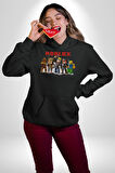 Roblox Karakter Tasarımı Oyun Severlere Özel Erkek Kadın Siyah Dijital Baskılı Kapüşonlu Sweatshirt Hoodie