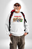 Roblox Karakter Tasarımı Oyun Severlere Özel Erkek Kadın Unisex Dijital Baskılı Beyaz Sweatshirt