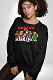 Roblox Karakter Tasarımı Oyun Severlere Özel Erkek Kadın Unisex Dijital Baskılı Siyah Sweatshirt