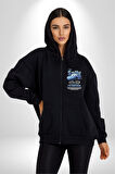 Arabalar Çizgi Film Sally The Car Sevgili Erkek Kadın Siyah Fermuarlı Baskılı Hırka Sweatshirt