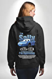 Arabalar Çizgi Film Sally The Car Sevgili Erkek Kadın Siyah Ön Sırt Baskılı Kapüşonlu Sweatshirt Hoodie