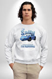 Arabalar Çizgi Film Sally The Car Sevgili Erkek Kadın Unisex Dijital Baskılı Beyaz Sweatshirt