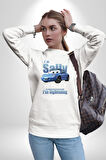 Arabalar Çizgi Film Sally The Car Sevgili Erkek Kadın Unisex Dijital Baskılı Beyaz Sweatshirt