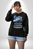 Arabalar Çizgi Film Sally The Car Sevgili Erkek Kadın Unisex Dijital Baskılı Siyah Sweatshirt