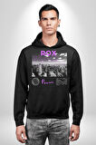 Rox Markası Şehir Tasarımı Erkek Kadın Siyah Dijital Baskılı Kapüşonlu Sweatshirt Hoodie
