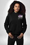 Rox Markası Şehir Tasarımı Erkek Kadın Siyah Ön Sırt Baskılı Kapüşonlu Sweatshirt Hoodie