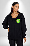 Rick And Morty Portal Çizgi Film Erkek Kadın Siyah Fermuarlı Baskılı Hırka Sweatshirt
