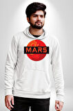 Mars Gezegen Erkek Kadın Beyaz Dijital Baskılı Kapüşonlu Sweatshirt Hoodie