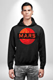 Mars Gezegen Erkek Kadın Siyah Dijital Baskılı Kapüşonlu Sweatshirt Hoodie