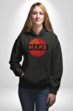 Mars Gezegen Erkek Kadın Siyah Dijital Baskılı Kapüşonlu Sweatshirt Hoodie