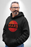 Mars Gezegen Erkek Kadın Siyah Dijital Baskılı Kapüşonlu Sweatshirt Hoodie