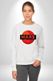 Mars Gezegen Erkek Kadın Unisex Dijital Baskılı Beyaz Sweatshirt